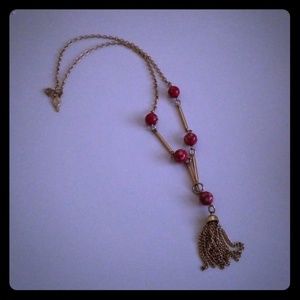 Vintage red tassel necklace